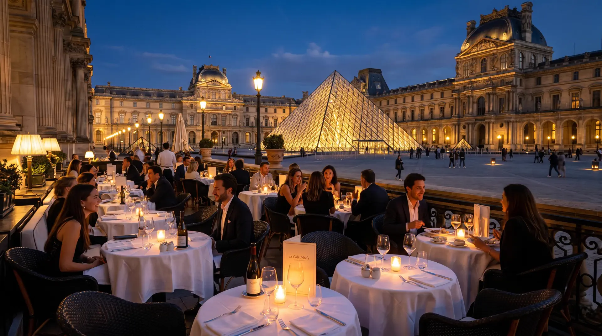 Terrasse du Cafe Marly face au Louvre