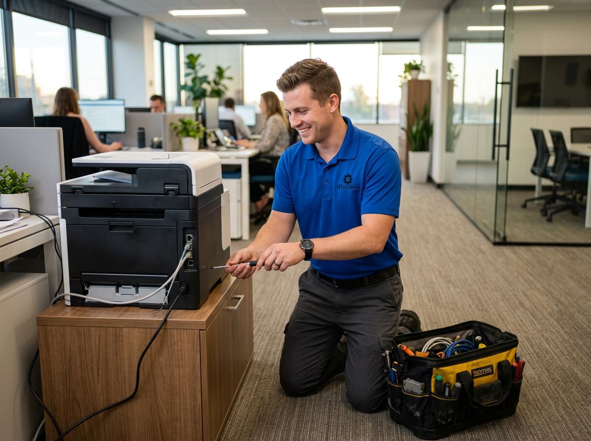 Technicien installant un équipement