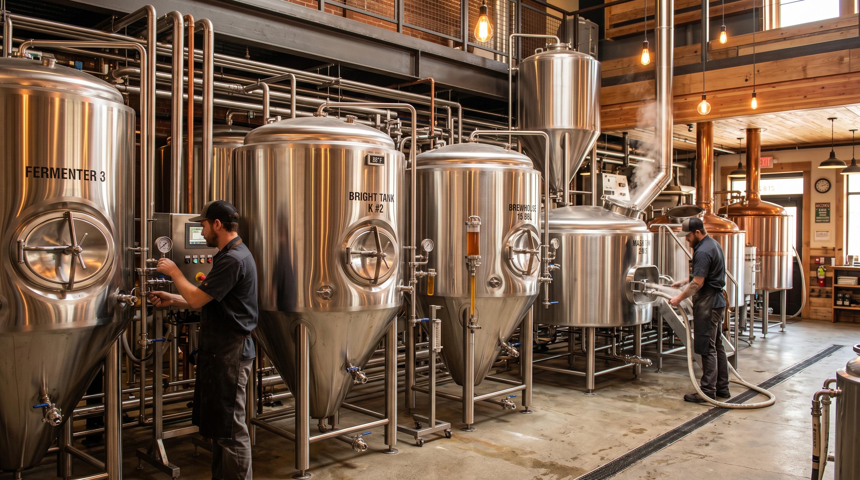 Cuves de brassage de la Brasserie OX