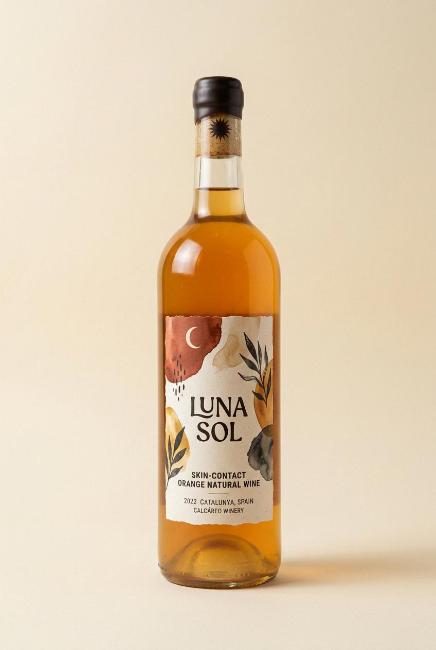 Bouteille de vin orange naturel Luna Sol