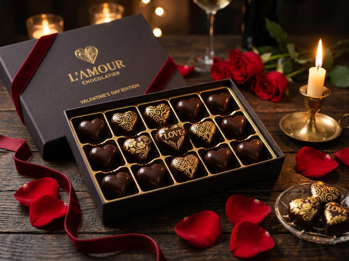 Chocolats en forme de coeur pour la Saint-Valentin