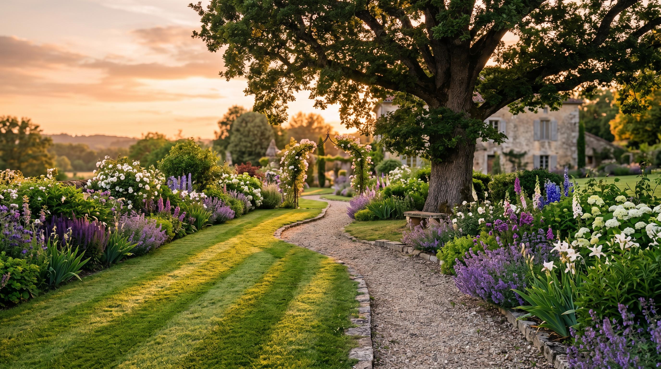Jardin au coucher du soleil