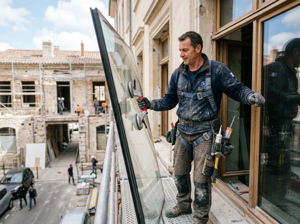 Vitrier professionnel au travail dans l'Essonne